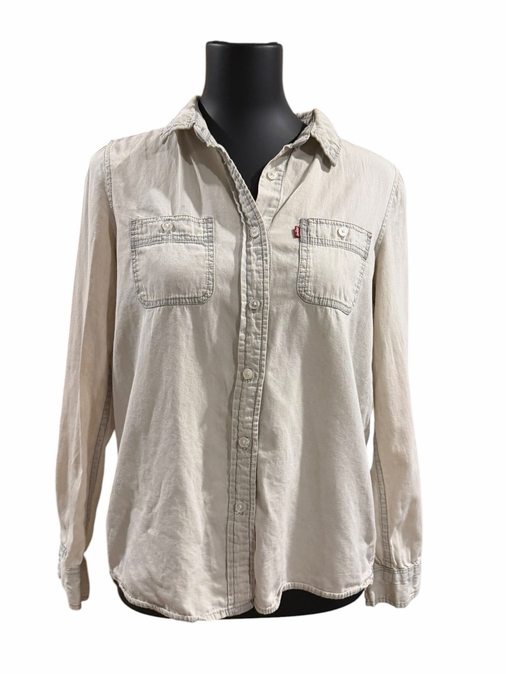 Y2K Vintage Red Tag Levi's Light Wash Chambray Button Down Wmn's Shirt Size Med